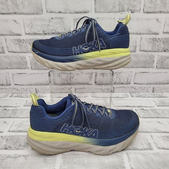Hoka One One Bondi 6 Navy Blue Yellow Women's size 8 - Picture 2 of 7